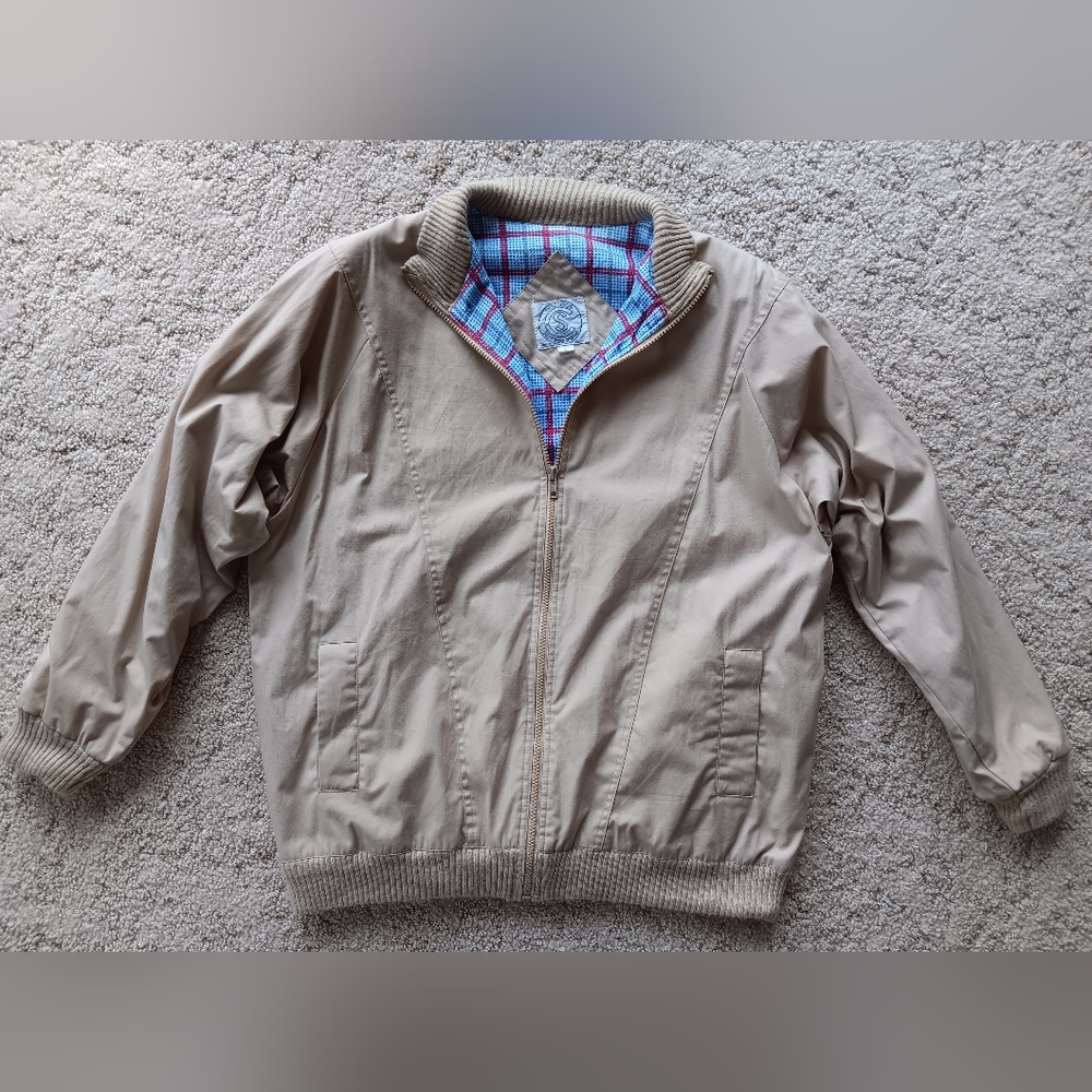 Vintage Beige Bomber Grandpa Jacket